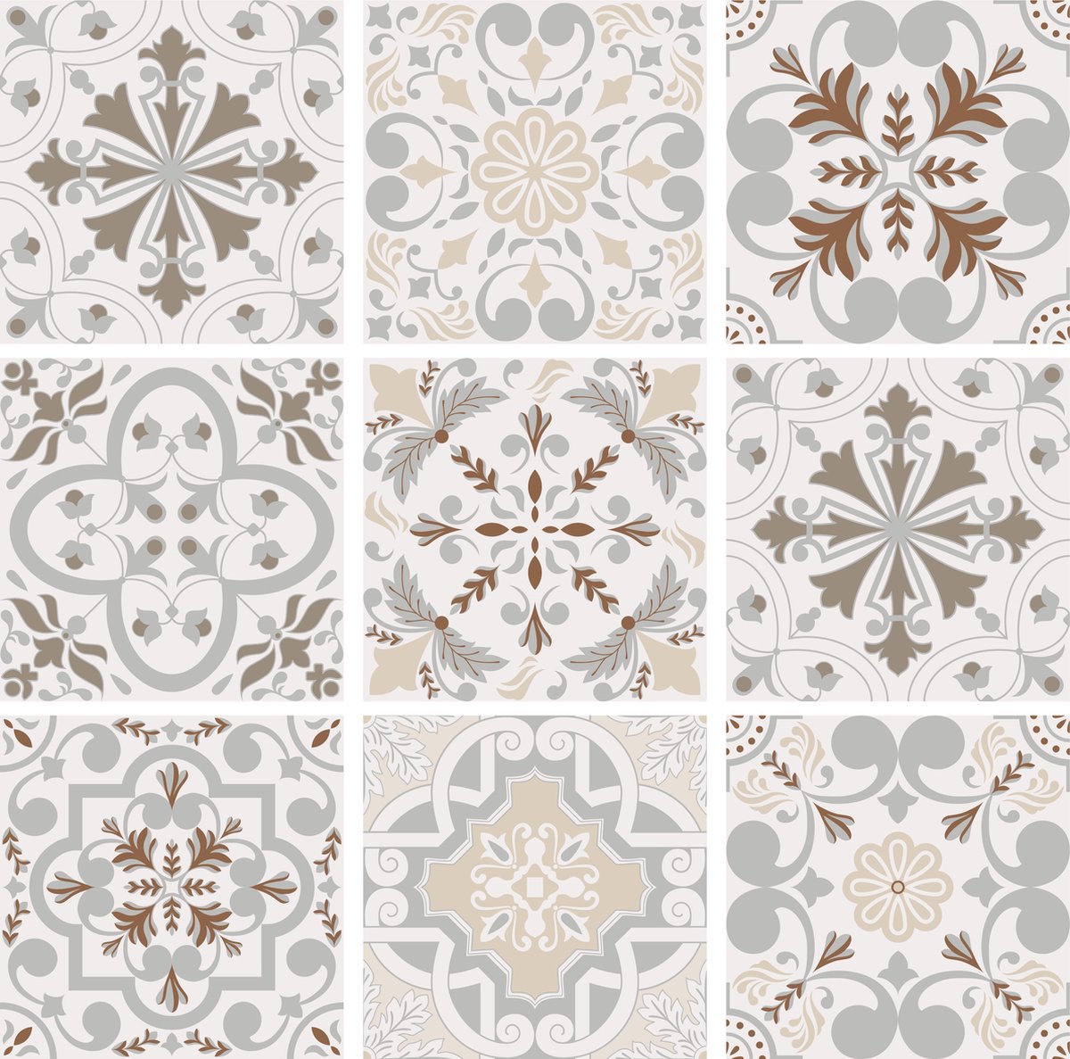Set van 9 tegelstickers Portugal - Portugese vintage motieven - 15x15cm - voor badkamertegels, keukentegels en toilettegels - zelfklevend - Peel en stick - decoratiestickers, DIY, plakfolie stickers