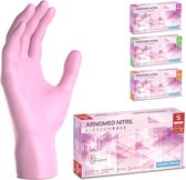 ARNOMED wegwerphandschoenen roze, wegwerphandschoenen S, nitril handschoenen met 200 stuks per doos, poedervrij, latexvrije rubber handschoenen, verkrijgbaar in S, M, L & XL
