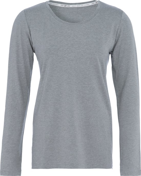 Knit Factory Lily Shirt - Dames shirt met ronde hals - T-shirt met lange mouwen - Shirt voor het voorjaar en de zomer - Superzacht - Shirt gemaakt van 96% viscose & 4% elastaan - Licht Grijs - XL
