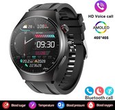 Bloedglucose Smartwatch Insuline Bloedsuiker Pijnloos Meten Voor Android IOS Gezondheid Monitor Smart Watch Mannen Hartslag Ecg + Ppg Amoled 466*466 HD Scherm Bluetooth Call Smart Watch 2024 Zwart Nieuw