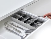 Drawer Store - Grand tiroir à couverts compact, 8 compartiments, pour 48 pièces, gris