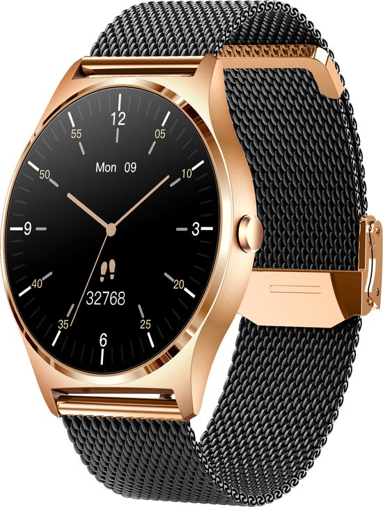 XCOAST Design Dames / Heren - Smartwatch - JOLI XC PRO - Diamantzwart - Metalen armband