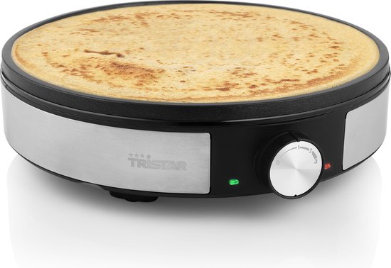 Tristar Crêpemaker BP-2638 - Pannenkoekenmaker - 30 centimeter - Regelbare Thermostaat - Inclusief accessoires - RVS