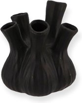 Daan Kromhout - Aglio - Vaas - Vaas voor tulpen - Zwart - Groot -20 x 25 cm Keramiek - La Florista
