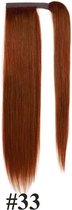 Vivendi Ponytail Clip In Hairextensions| Human Hair Echt Haar | Wrap Around Hairextensions | 16" / 40 cm |kleur #33 Mahonie bruin | 70gram