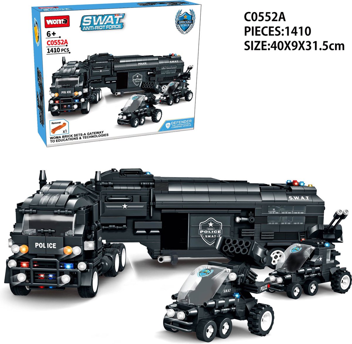 Woma SWAT Anti-Riot Force Special Force Building Set Bouwpakket Bouwblokken Bouwset 3D puzzel Mini blokjes Compatibel met Lego bouwstenen 1410 Stuks