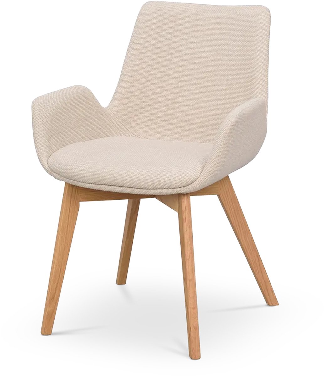Rowico Home Drimsdale Eetkamerstoel Beige - Eiken Onderstel - Stof - Houten Poten - Scandinavisch - Comfortabel