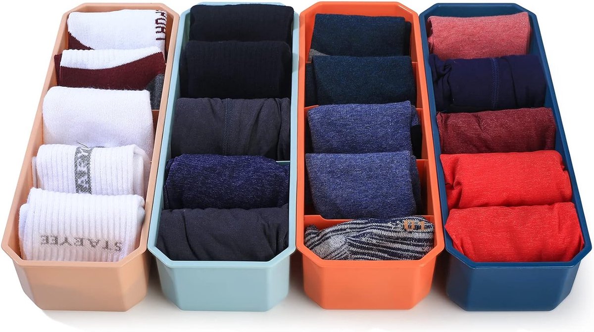 Lade organizer opvouwbare,, kast ondergoed organizer, vouwdoos stoffen doos voor ondergoed, kleding, sjaals, bh's, sokken, Stropdassen, lichtgrijs