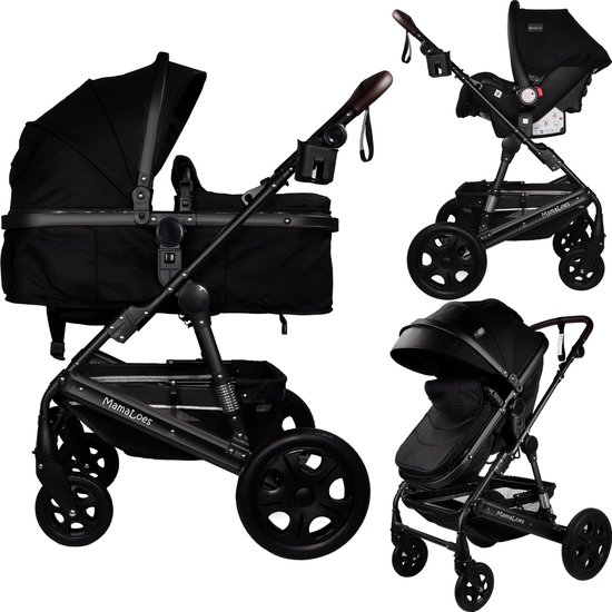 MamaLoes Marly 3 in 1 Kinderwagen - Zwart - Combi - MamaLoes - €225,00