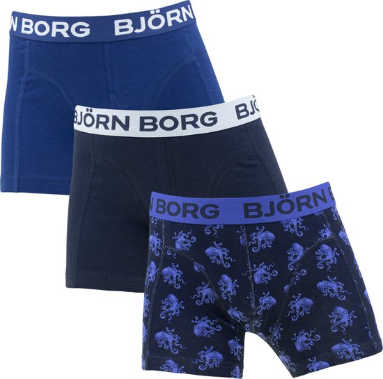 Björn Borg jongens cotton stretch 3P boxers octopus blauw - 158/164