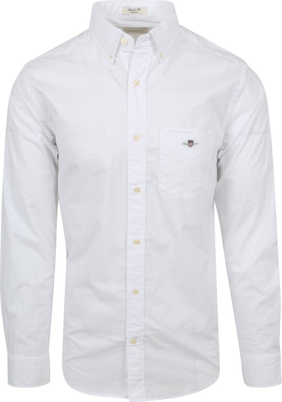 Gant - Casual Overhemd Poplin Wit - Heren - Maat L - Regular-fit