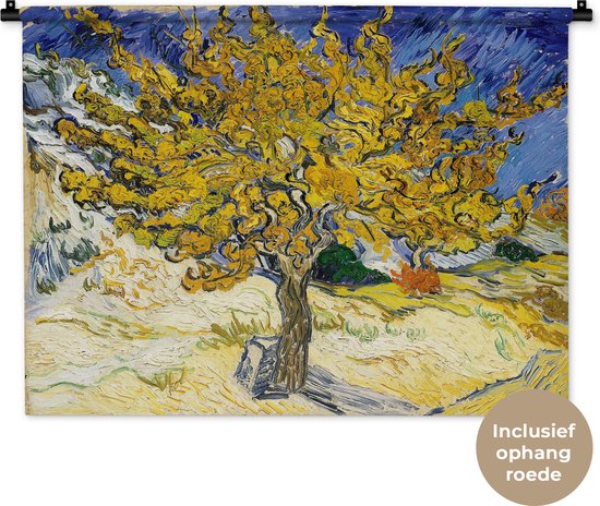 Wandkleed Vincent van Gogh 2 - Moerbeiboom - Schilderij van Vincent van Gogh Wandkleed katoen 90x67 cm - Wandtapijt met foto