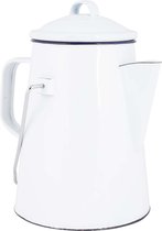 Bo-Camp - Theeketel - Emaille - Wit/Blauw - 1,6 Liter