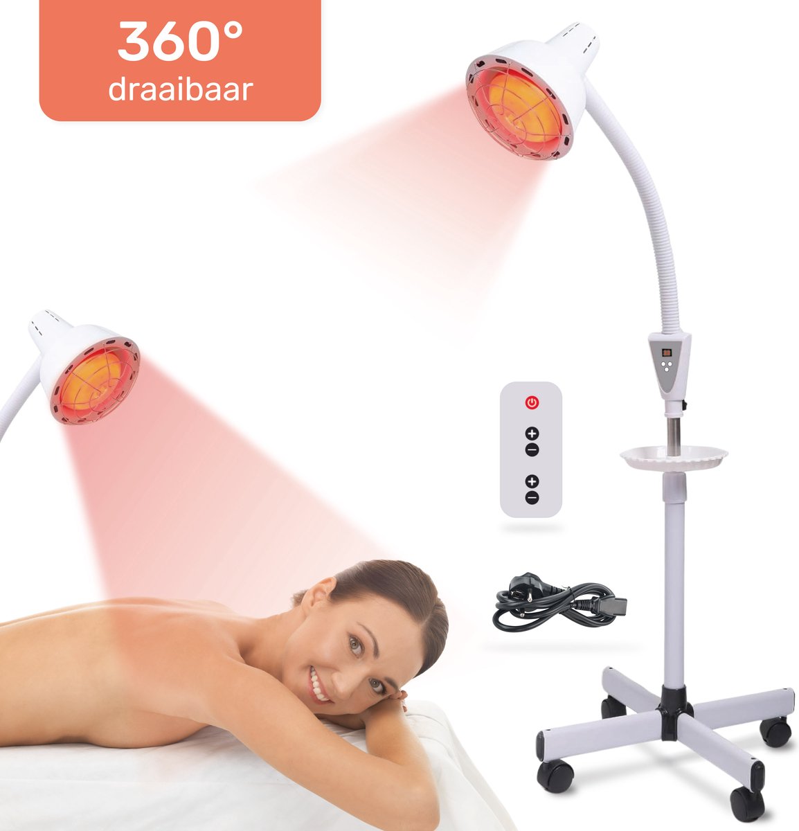 Soft & silky Infraroodlamp - 300W - 360° draaibaar - Infraroodtherapie - Infrarood - Deken - Lamp - Verwarmingspaneel - Verwarming - Soft & Silky