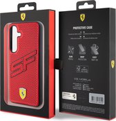 Ferrari Backcase hoesje geschikt voor Samsung Galaxy S24 - Effen Rood - Kunstleer