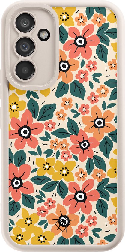 Coque Samsung Galaxy A54 beige - Blossom - Multi - Coque Rigide TPU Zwart - Fleurs - Casimoda