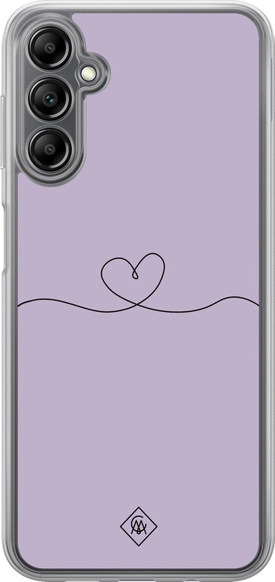 Coque silicone Samsung Galaxy A14 5G - Coeur lilas - Coque hybride 2 en 1 Casimoda® - Antichoc - Illustration - Bords relevés - Violet, Transparent