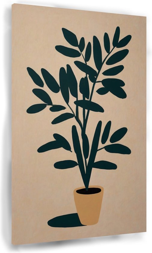 Plante en vase - Peinture nature morte sur toile - Peintures sur toile plantes - Décoration murale rurale - Peintures sur toile - Décoration murale chambre - 40 x 60 cm 18mm