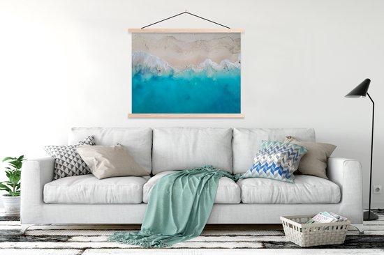 Porte-affiche avec affiche - Affiche scolaire - Mer - Plage - Été - 150x113 cm - Lattes noires