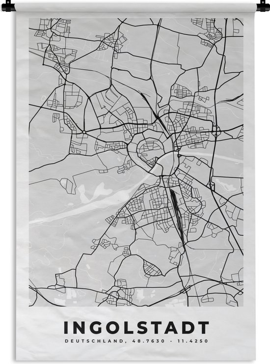 Tapisserie - Tissu mural - Carte - Ingolstadt - Allemagne - Plan de la ville - Plan d'étage - 90x135 cm - Tapisserie