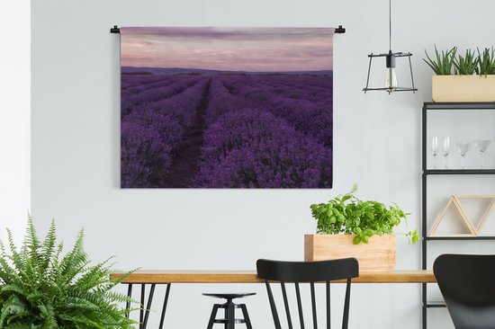 Wandkleed - Wanddoek - Lavendel - Paars - Bloemen - Natuur - 120x90 cm - Wandtapijt