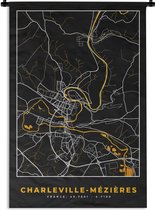 Wandkleed - Wanddoek - Plattegrond - Charleville-Mêzières - Kaart - Frankrijk - Stadskaart - 90x135 cm - Wandtapijt