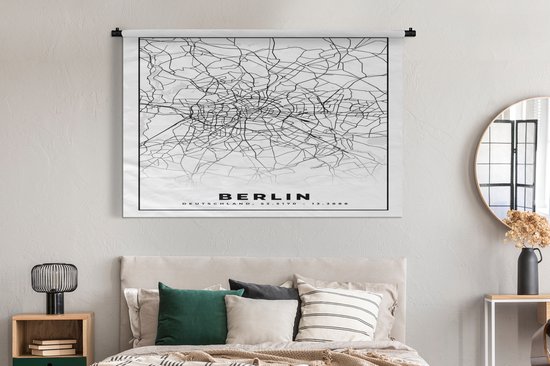 Tapisserie murale - Toile murale - Berlin - Carte - Plan de ville - 180x120 cm - Tapisserie