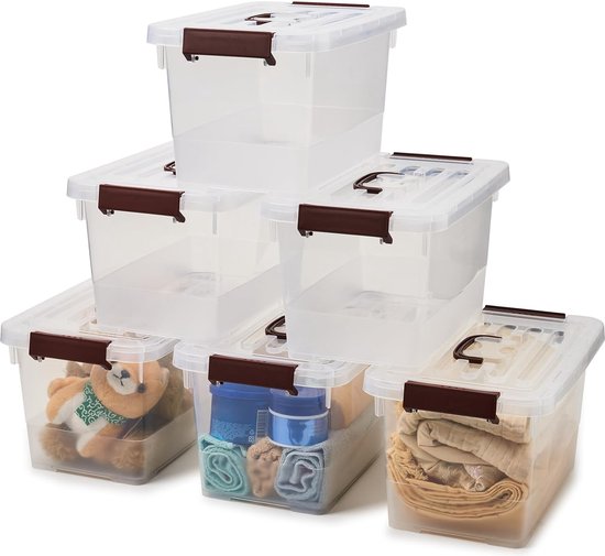sundis Lot de 12 petites boîtes de rangement en plastique transparent 5L avec co