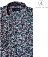 Chris Cayne heren overhemd - blouse heren - 1219 - blauw/rood print - korte mouwen - maat XL