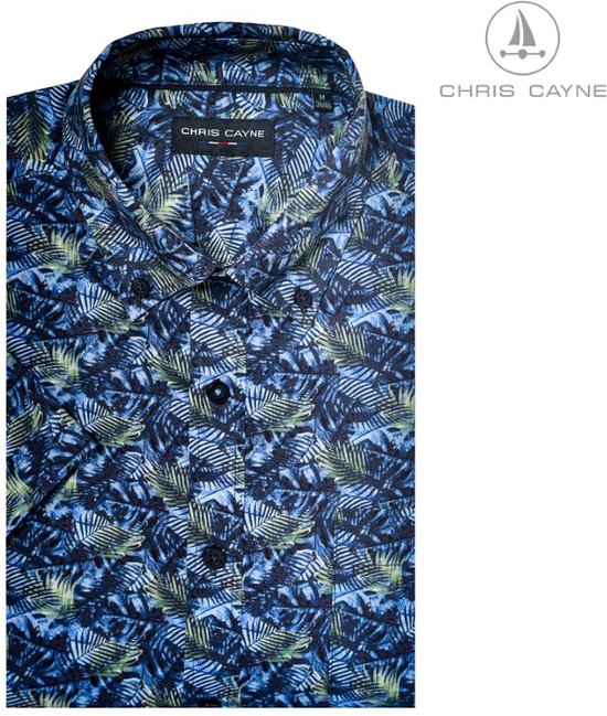 Chris Cayne chemise homme - chemisier homme - 1217 - imprimé bleu/vert - manches courtes - taille XXL