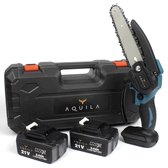 Aquila Mini Kettingzaag met 2x Accu - Elektrische Snoeizaag - 21V Takkenzaag - 6 Inch Boomzaag - 2600 mAh Handkettingzaag - Incl Koffer Handschoenen en E-book