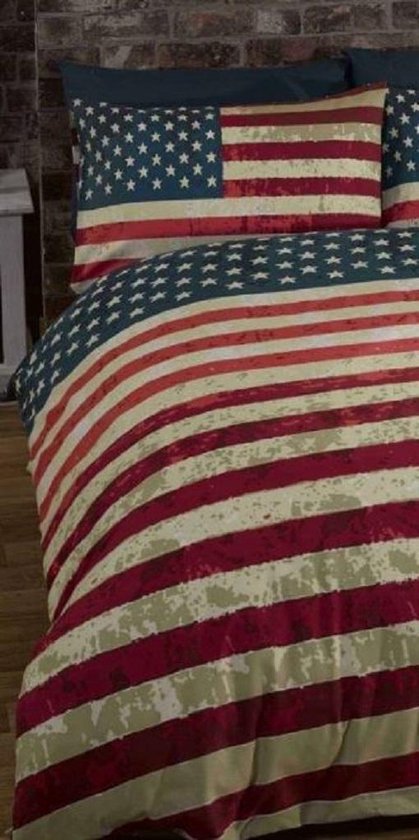 Parure De Lit 1 Personne – Drapeau Américain – Housse + Taie – 90x190 Cm