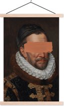 Posterhanger incl. Poster 40x60 cm - Schoolplaat - Willem van Oranje - Adriaen Thomasz - Verf - Textielposter - Blanke latten