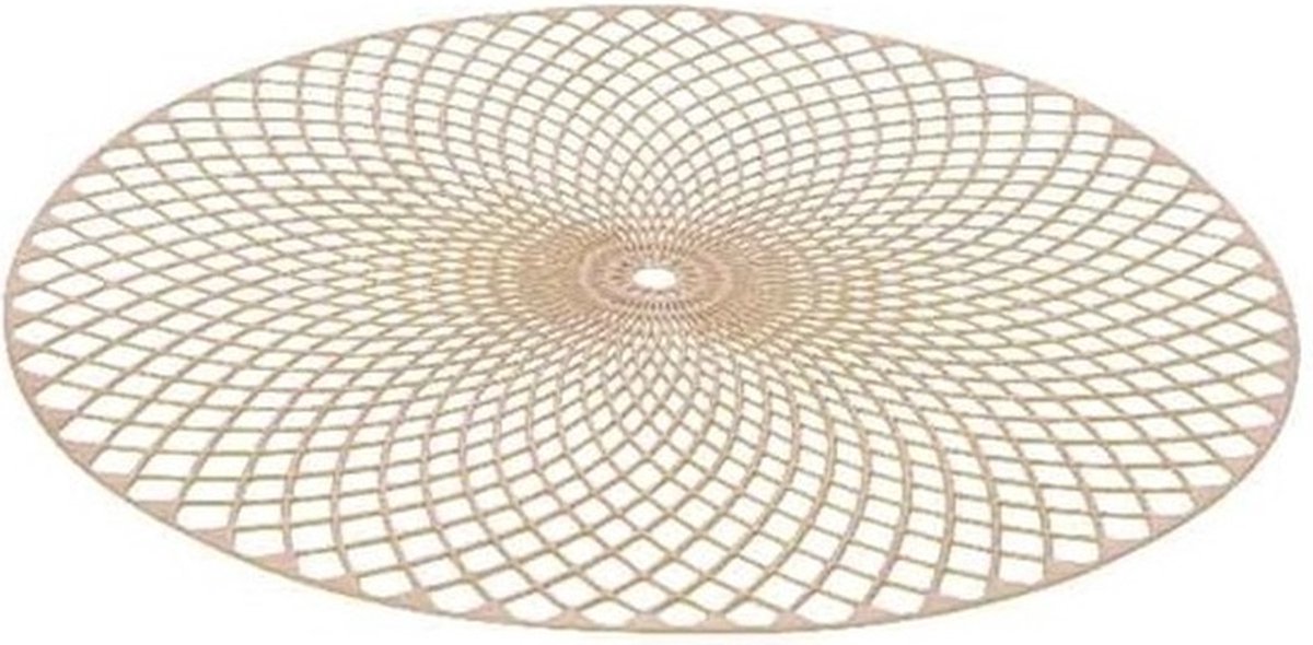 Decoris Placemat - goud - D38 cm - rond - polyurethaan leer - onderlegger - diner tafelversiering