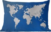 Buitenkussens - Tuin - Wereldkaart blauw met wolken - 50x30 cm