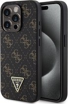 Guess 4G Triangle Logo Back Case - Geschikt voor Apple iPhone 15 Pro (6.1") - Zwart
