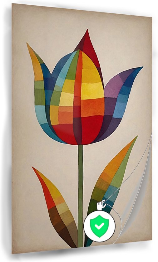 Kleurrijke tulp poster - Tulpen wanddecoratie - Muurdecoratie woonkamer - Vintage posters - Posters woonkamer - Slaapkamer wanddecoratie - 80 x 120 cm