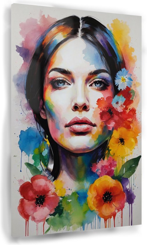 Peinture de femme aux fleurs - Peinture florale - Peinture sur verre femmes - Peintures classiques - Peintures en plexiglas - Art mural - 40 x 60 cm 5mm