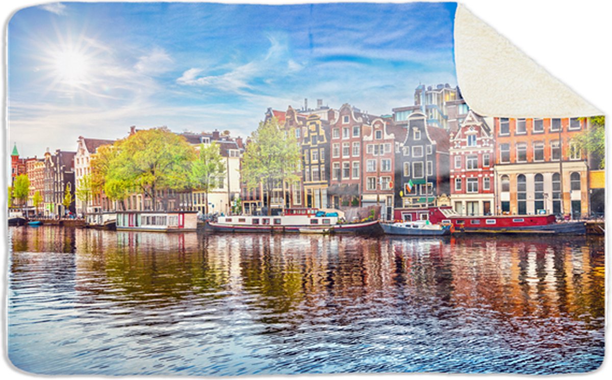 Fleecedeken Amsterdam aan de gracht, 96x146cm, Polyester Sherpa, FD2023708