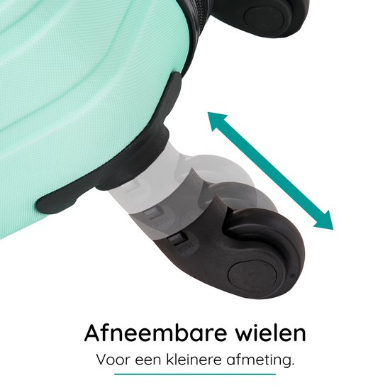 BlockTravel® Handbagage Koffer 39 liter – Trolley handbagage 58 cm – TSA-slot – Afneembare Wielen – 4 Spinner Wielen – Lichtgewicht – Mint groen