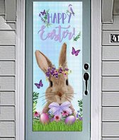 Muur Raam Schilderij Pasen - Zeil - Plastic kleed - Happy Easter - Konijn - Eieren - Vogel - Vlinder - Winkel - Keuken – Handgeschilderd | Kinderkamer | Jongens – Meisjes | Decor - Poster | Verwijderbaar – Zelfklevend plakfolie | DH collection