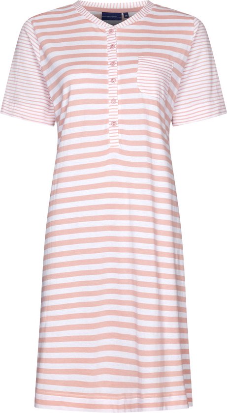 Katoenen nachthemd roze strepen - Roze - Maat - 42