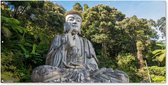 Schuttingposter Boeddha beelden - Jungle - Buddha - Spiritualiteit - Mediteren - 200x100 cm - Tuindoek