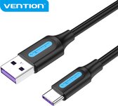Vention oplaadkabel USB-A 2.0 naar USB C 5A 1M Zwart