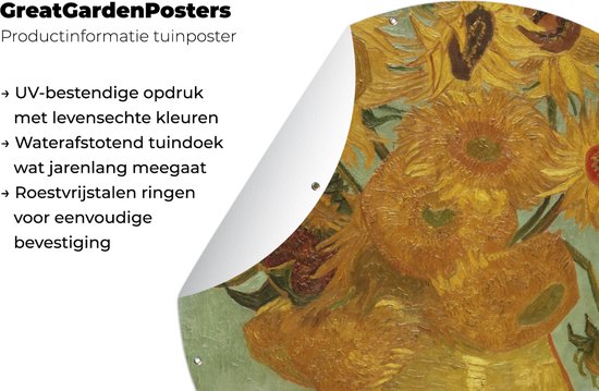 Garden Circle Tournesols - Vincent van Gogh - 120x120 cm - Affiche de jardin ronde - Extérieur XXL / Groot format !