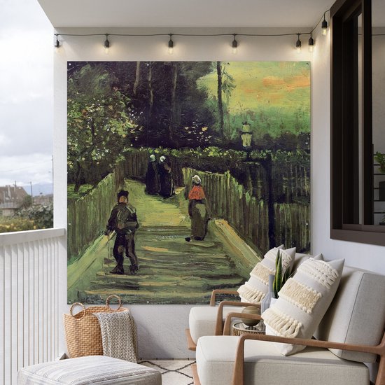 Affiche Jardin Sentier en pente à Montmartre - Vincent van Gogh - 200x200 cm - Toile jardin - Affiche extérieure