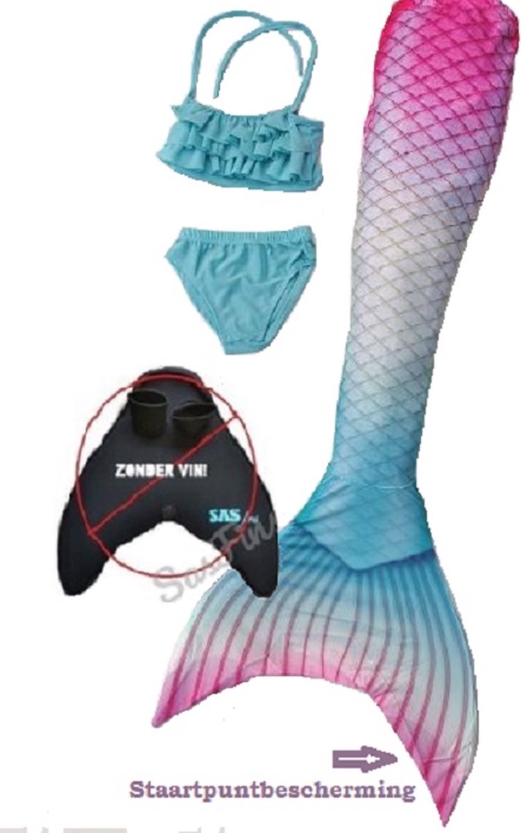 Zeemeermin staart los| Mermaid staart met bikiniset | Sirene | maat 120 | Zonder monovin geleverd| Nieuw model 2024! - Merkloos