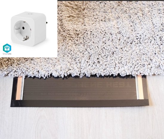 Feuille chauffante Smart feuille infrarouge salon pour revêtement de sol, tapis électriques, WiFi 100 cm x 130 cm 286 Watt
