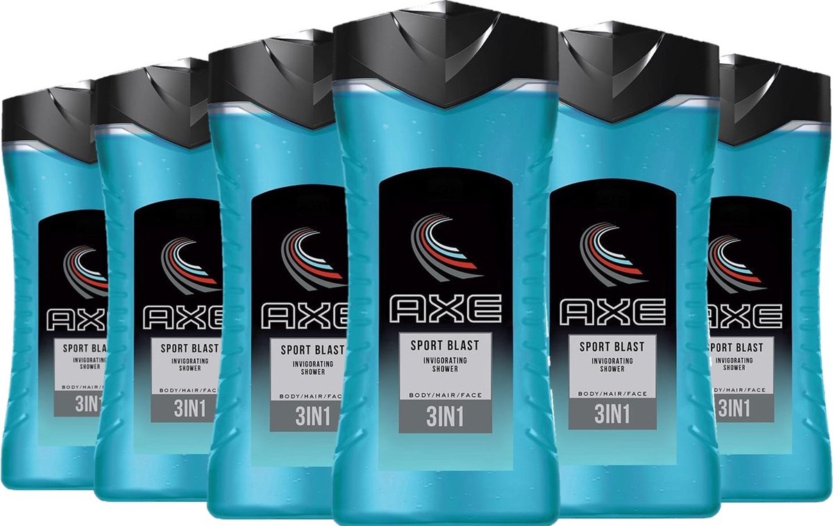 Goedkoopste Axe 3in1 Douchegel - Sport Blast - Voordeelverpakking - 6 x 250 ml