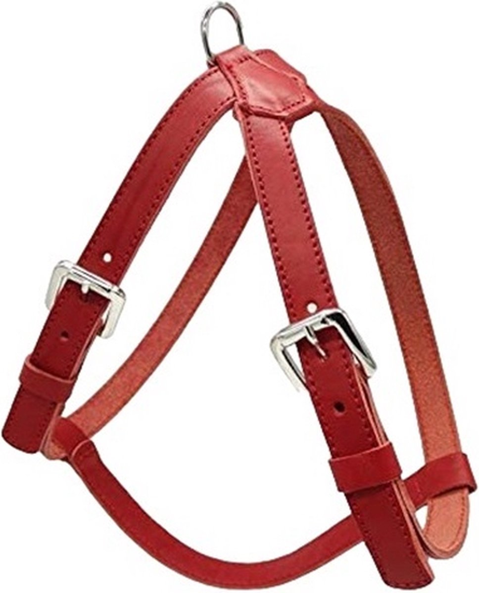 ALOKÉ Harnas / Hondentuig - Leder - Rood - L - Halsomtrek: 68 - 72 cm - Borstomtrek: 78 - 82 cm (GELIEVE ALVORENS BESTELLEN OPMETEN)